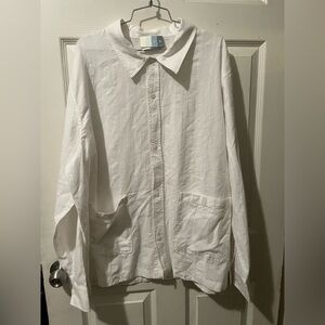 Kith white Blended Woven Button Up Long Sleeve Overshirt Size XXL Men